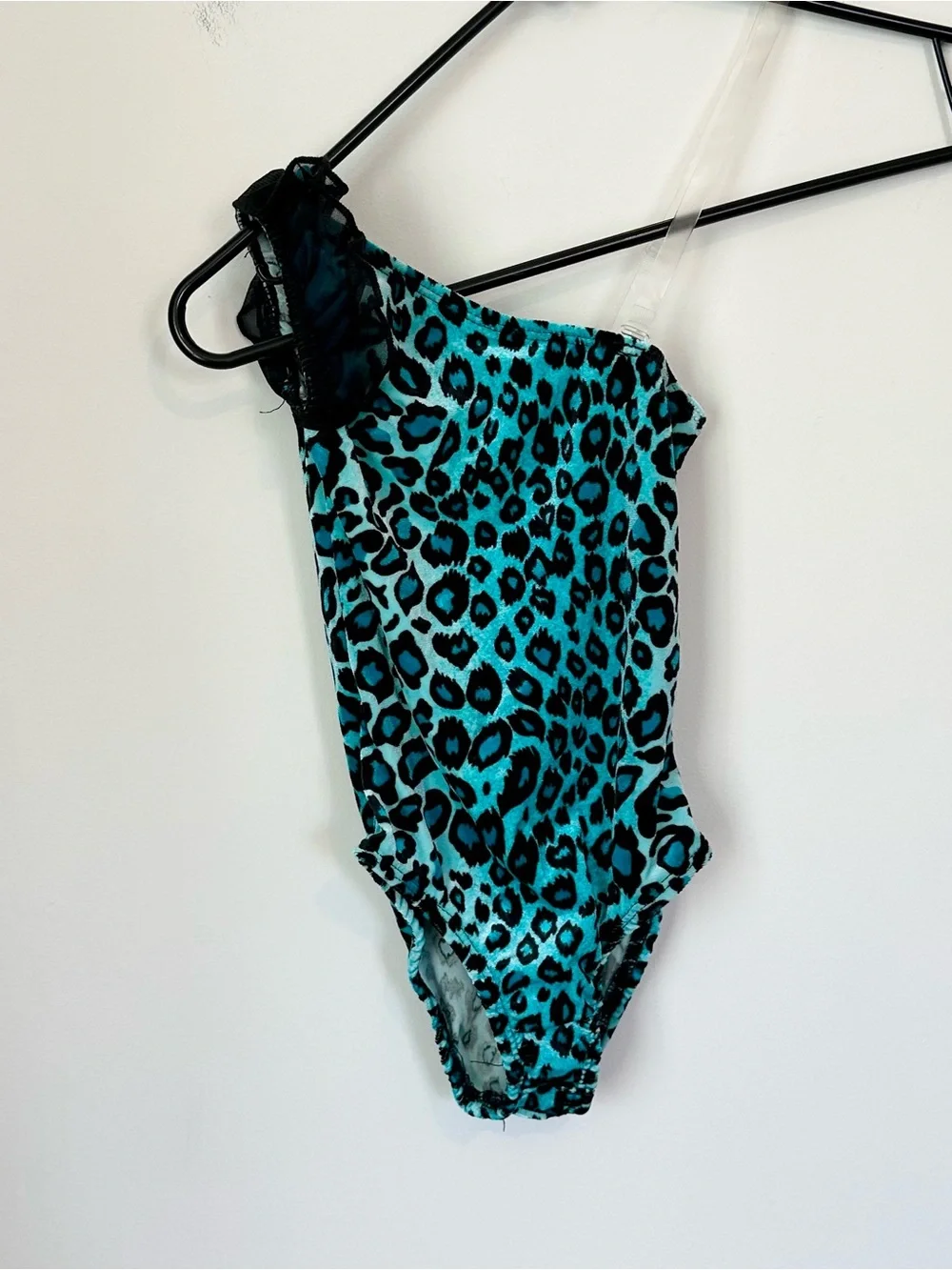 NEW Girls Dance Costume Turquoise Leopard Print Leotard with Tulle Skirt - SC